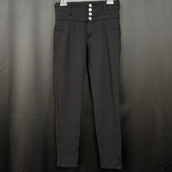 Pants - Women’s Size M Black High-Waist Stretch Skinny Pants Button-Front Casual